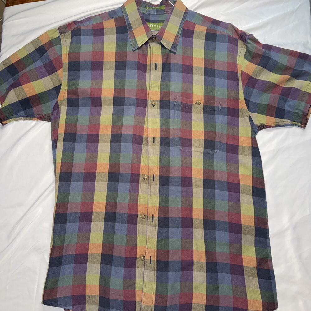 Vintage Orvis Short Sleeve Button Down Shirt XL Patchwork Casual Outdoor - Picture 1 of 6
